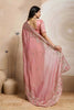 Beautiful Pink Soft Chiffon Embroidery Saree with Floral Border for Women