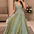 Elegant Olive Green and Mint Green Chinon Silk Embroidered Designer Lehenga Choli for Women