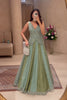 Elegant Olive Green and Mint Green Chinon Silk Embroidered Designer Lehenga Choli for Women