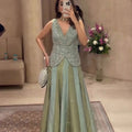 Elegant Olive Green and Mint Green Chinon Silk Embroidered Designer Lehenga Choli for Women