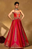 Stylish Red and Rani Pink Chinon Silk Embroidered Designer Lehenga Choli with Dupatta for Women