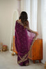 Elegant Wine Fendy Silk Thread & Sequin Embroidery Saree