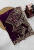 Elegant Wine Fendy Silk Thread & Sequin Embroidery Saree