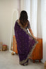 Stylish Dark Purple Fendy Silk Thread & Sequin Embroidery Saree