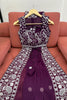 Stunning Purple Faux Georgette Elegant Thread Embroidery Saree for Women