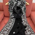 Premium Black Faux Georgette Elegant Thread Embroidery Saree for Women