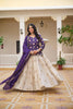 Outstanding Cream and Royal Purple Tissue Silk Embroidered Indo-Western Lehenga Choli with Dupatta