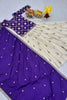 Outstanding Cream and Royal Purple Tissue Silk Embroidered Indo-Western Lehenga Choli with Dupatta