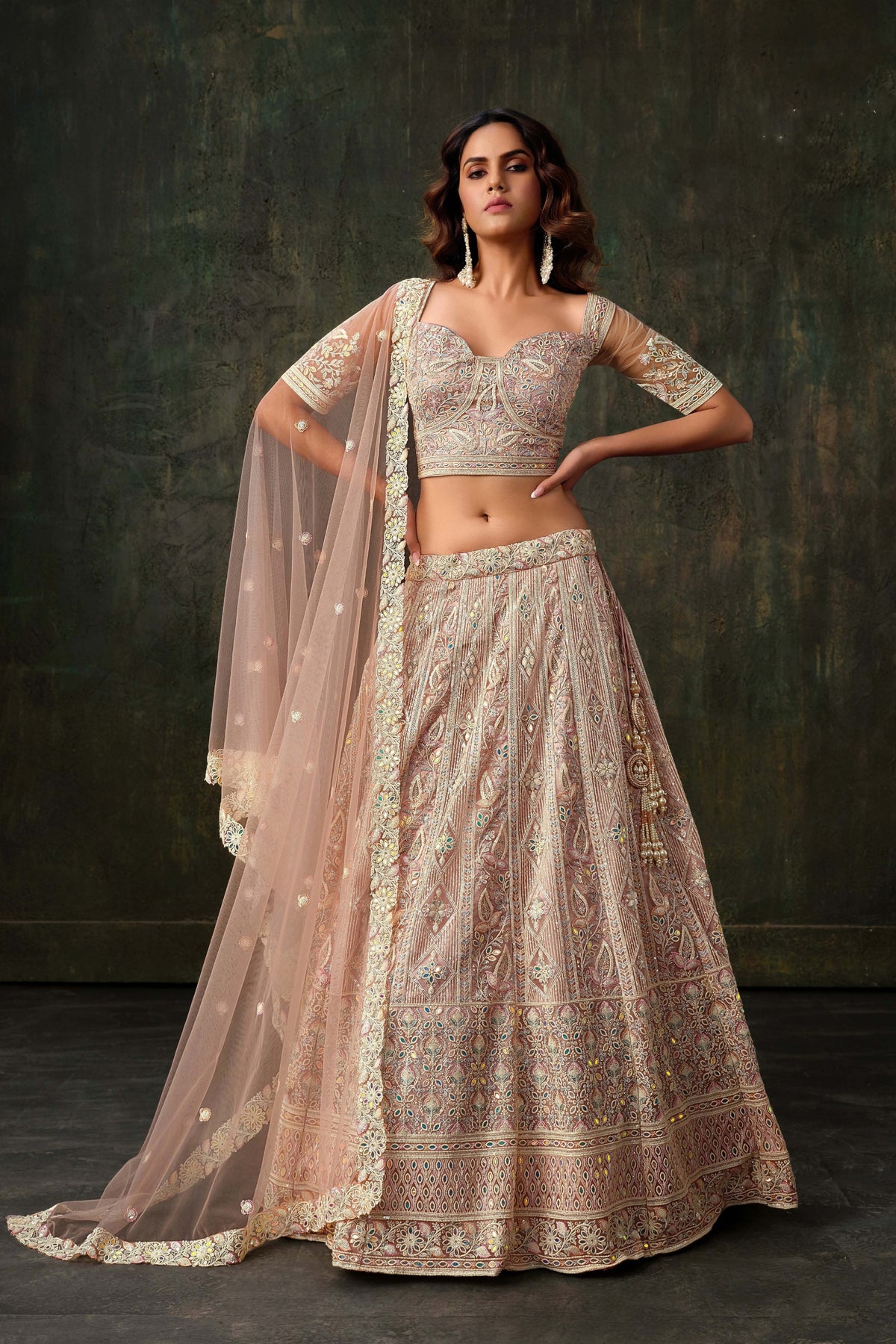 Elegant Pink Heavy Net Embroidered Designer Lehenga Choli with Dupatta for Women