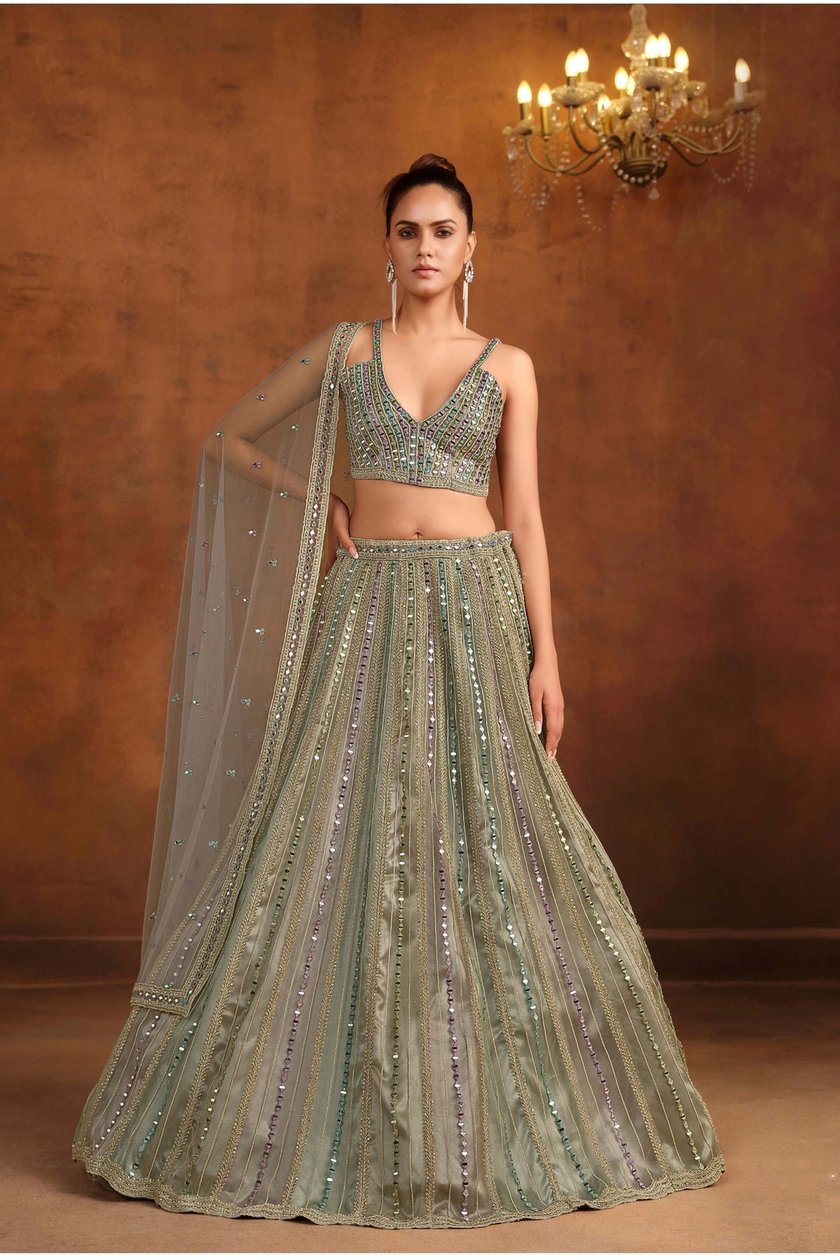 Stunning Light Grey Heavy Net Embroidery Work Designer Lehenga Choli with Dupatta for Women