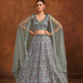 Fabulous Dark Grey Heavy Net Embroidery Work Designer Lehenga Choli with Dupatta for Women