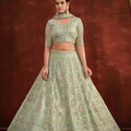Refreshing Pista Green Heavy Net Embroidery Work Designer Lehenga Choli with Dupatta for Women