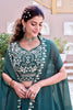 Mesmerizing Teal Green Rangoli Silk Designer Lehenga Choli with Embroidered Blouse and Shrug Style Dupatta