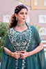 Mesmerizing Teal Green Rangoli Silk Designer Lehenga Choli with Embroidered Blouse and Shrug Style Dupatta