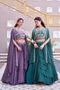 Mesmerizing Teal Green Rangoli Silk Designer Lehenga Choli with Embroidered Blouse and Shrug Style Dupatta