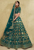 Exquisite Teal Green Art Silk Designer Lehenga Choli with Golden Embroidery Work and Dupatta for Women