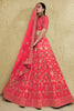 Radiant Peach Art Silk Designer Lehenga Choli with Golden Embroidery Work and Dupatta for Women