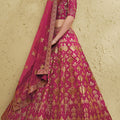 Captivating Rani Pink Art Silk Designer Lehenga Choli with Golden Embroidery Work and Dupatta for Women