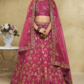 Captivating Rani Pink Art Silk Designer Lehenga Choli with Golden Embroidery Work and Dupatta for Women
