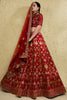 Majestic Red Art Silk Designer Lehenga Choli with Golden Embroidery Work and Dupatta for Women