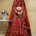 Majestic Red Art Silk Designer Lehenga Choli with Golden Embroidery Work and Dupatta for Women