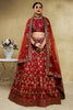 Majestic Red Art Silk Designer Lehenga Choli with Golden Embroidery Work and Dupatta for Women