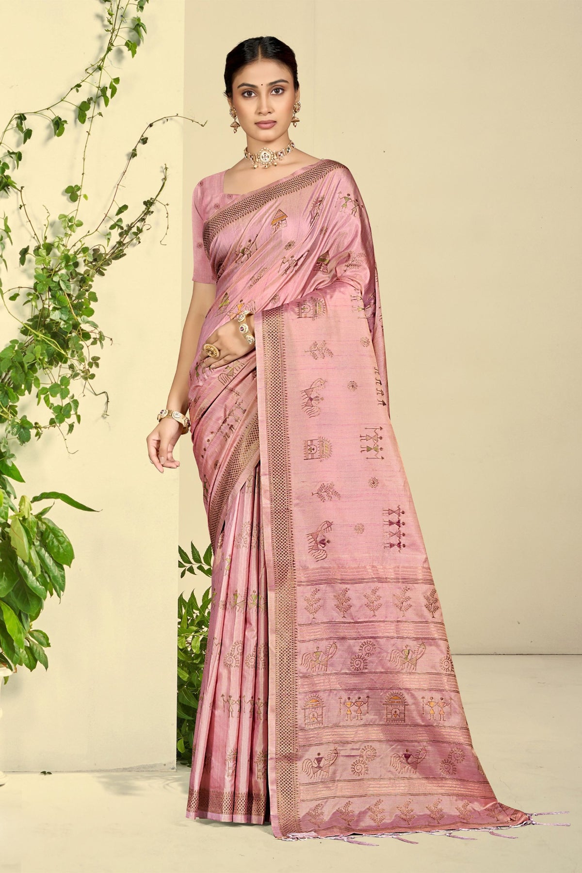 Beautiful Pink Pure Silk Full Weaving Saree for Women