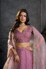 Regal Mauve Pink Organza Embroidered Designer Lehenga Choli with Dupatta for Women