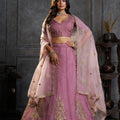 Regal Mauve Pink Organza Embroidered Designer Lehenga Choli with Dupatta for Women