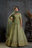 Exquisite Olive Green Organza Embroidered Designer Lehenga Choli with Dupatta for Women