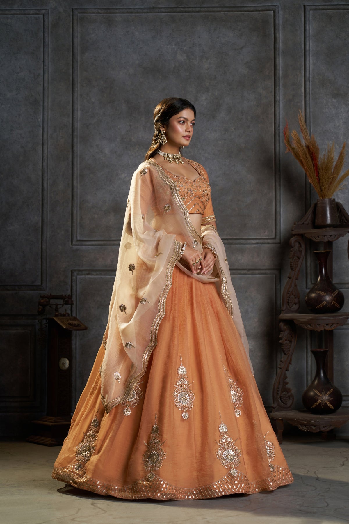 Captivating Rust Orange Organza Embroidered Designer Lehenga Choli with Dupatta for Women