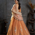 Captivating Rust Orange Organza Embroidered Designer Lehenga Choli with Dupatta for Women