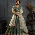 Magnificent Rama Green Organza Embroidered Designer Lehenga Choli with Dupatta for Women