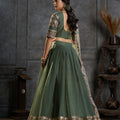 Magnificent Rama Green Organza Embroidered Designer Lehenga Choli with Dupatta for Women