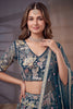 Exquisite Teal Blue Soft Net Floral Embroidered Designer Lehenga Choli with Dupatta