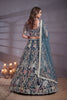 Exquisite Teal Blue Soft Net Floral Embroidered Designer Lehenga Choli with Dupatta