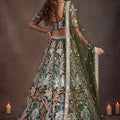 Regal Olive Green Soft Net Floral Embroidered Designer Lehenga Choli with Dupatta for Women