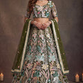 Regal Olive Green Soft Net Floral Embroidered Designer Lehenga Choli with Dupatta for Women