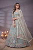 Mesmerizing Sea Green Soft Net Floral Embroidered Designer Lehenga Choli with Dupatta for Women