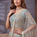 Mesmerizing Sea Green Soft Net Floral Embroidered Designer Lehenga Choli with Dupatta for Women