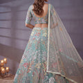 Mesmerizing Sea Green Soft Net Floral Embroidered Designer Lehenga Choli with Dupatta for Women