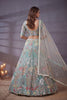 Mesmerizing Sea Green Soft Net Floral Embroidered Designer Lehenga Choli with Dupatta for Women
