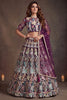 Majestic Wine Soft Net Floral Embroidered Designer Lehenga Choli with Dupatta for Women