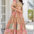 Exquisite Beige Chinnon Silk Digital Print Designer Lehenga Choli with Embroidered Blouse and Dupatta