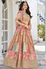 Exquisite Beige Chinnon Silk Digital Print Designer Lehenga Choli with Embroidered Blouse and Dupatta