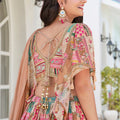 Exquisite Beige Chinnon Silk Digital Print Designer Lehenga Choli with Embroidered Blouse and Dupatta