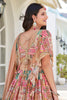 Exquisite Beige Chinnon Silk Digital Print Designer Lehenga Choli with Embroidered Blouse and Dupatta