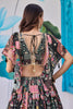 Striking Black Chinnon Silk Digital Print Designer Lehenga Choli with Embroidered Blouse and Dupatta