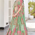 Vibrant Mint Green Chinnon Silk Digital Print Designer Lehenga Choli with Embroidered Blouse and Dupatta