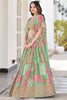Vibrant Mint Green Chinnon Silk Digital Print Designer Lehenga Choli with Embroidered Blouse and Dupatta